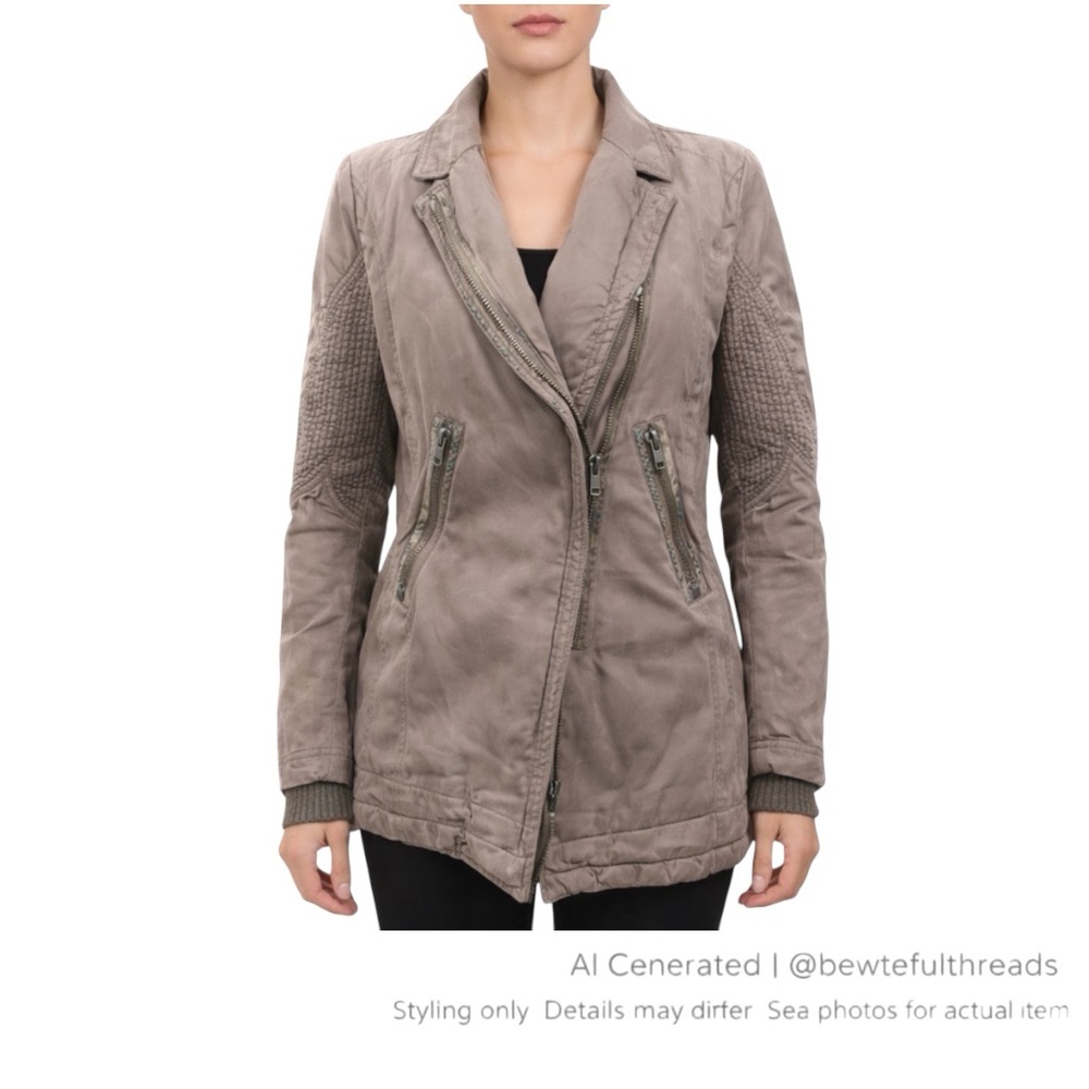 BEATE HEYMANN US 8 Taupe Zip Jacket Avant Garde Streetcouture